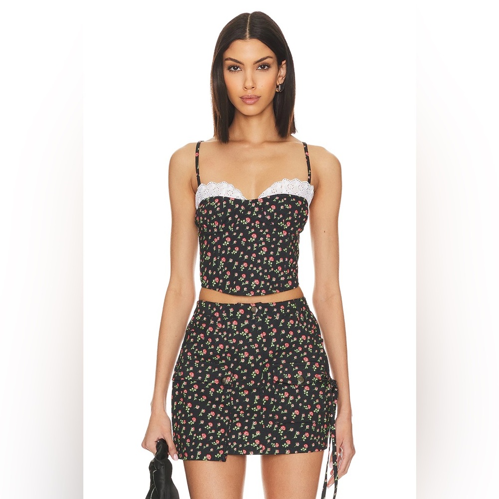 For Love & Lemons Camille Top in Black